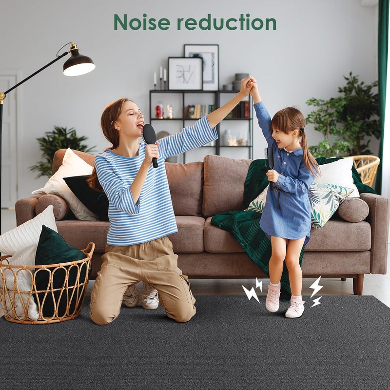 VallisCo 30 Pack Carpet Tile - 12” X 12” Self Adhesive Carpet Floor Tiles Anti-Slip Squares Peel and Stick Floor Tile DIY Installation for Bedroom (Black) - Image 2